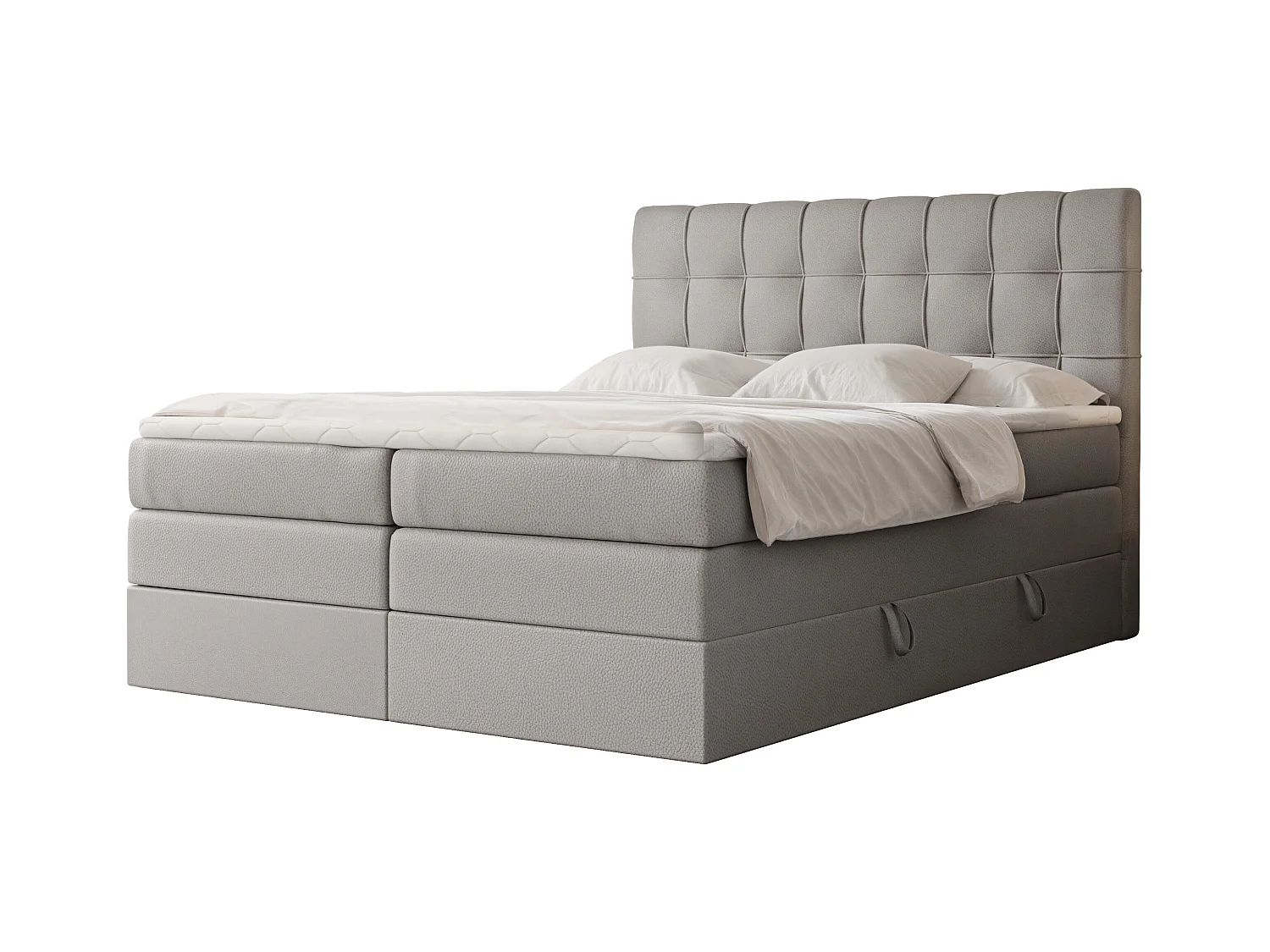 Lit continental rembourré avec surmatelas, gris  - 120x200 - SANTINO