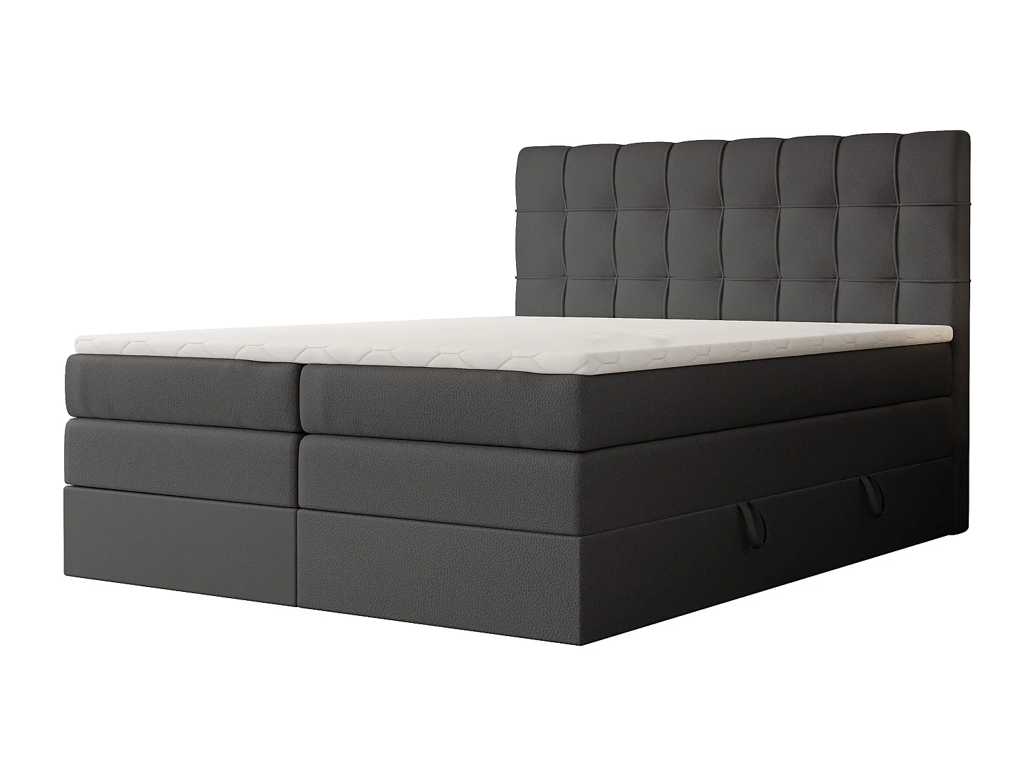 Lit continental rembourré avec surmatelas, noir  - 200x200 - SANTINO