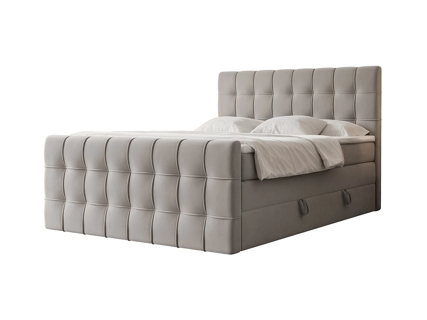 Lit continental rembourré avec surmatelas, gris - 120x200 - SANTORIO