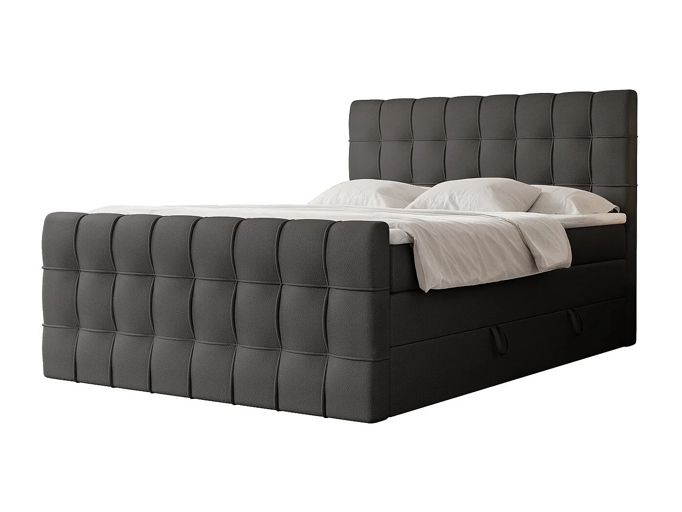 Lit continental rembourré avec surmatelas, noir  - 160x200 - SANTORIO