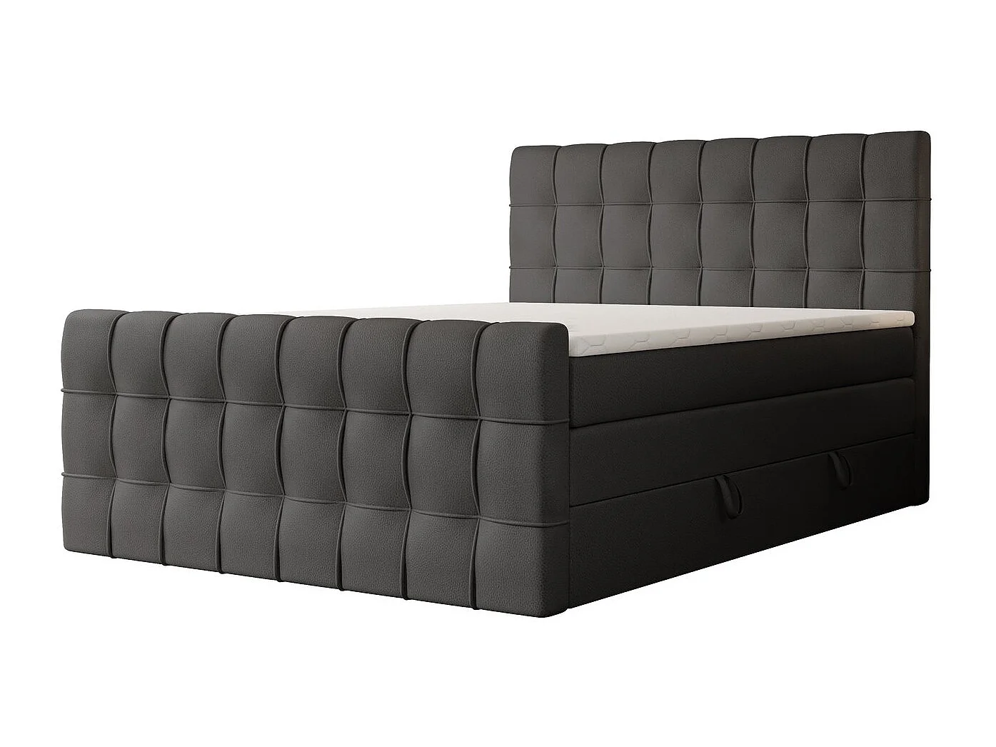Lit continental rembourré avec surmatelas, noir  - 160x200 - SANTORIO