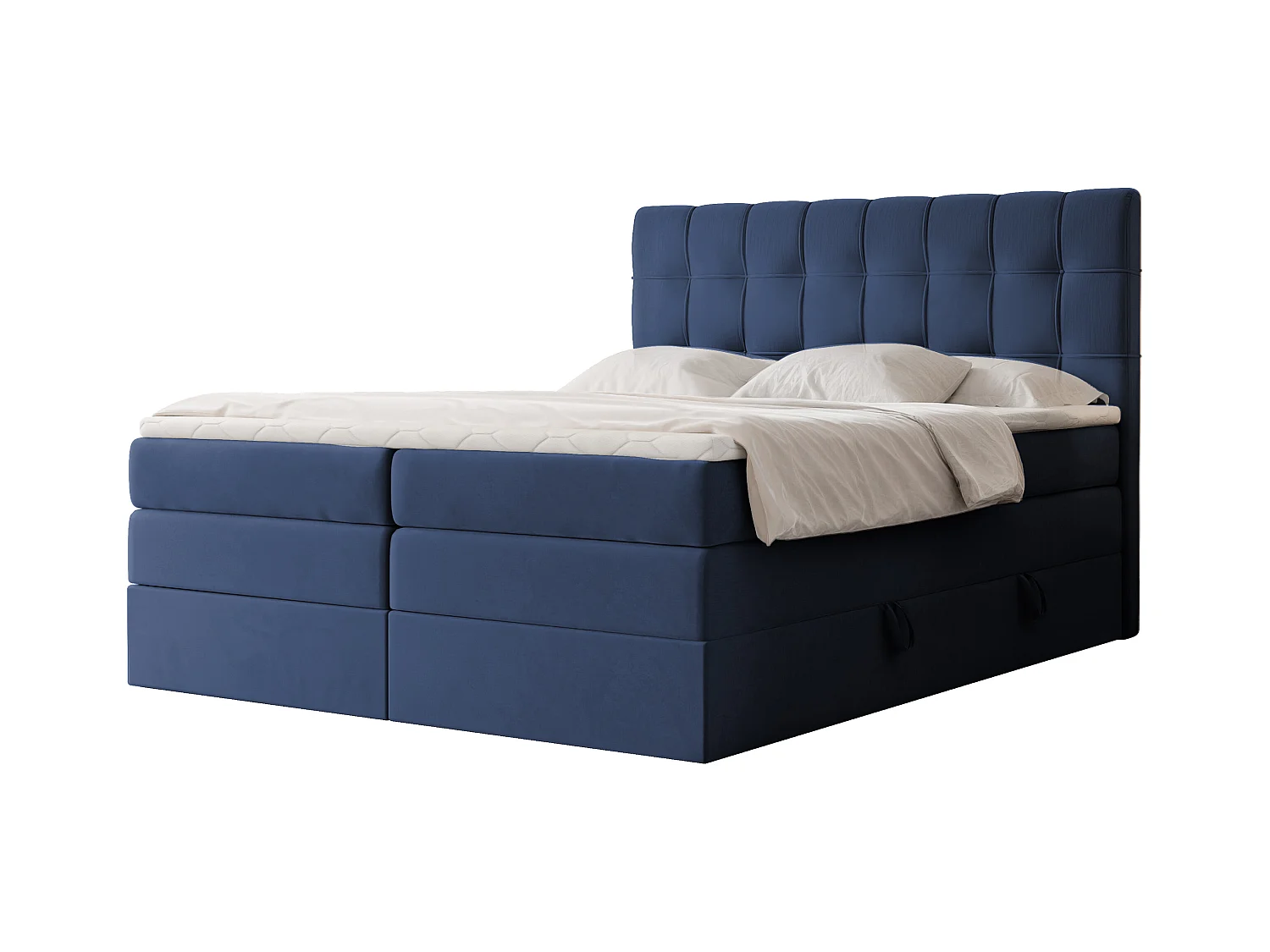 Lit continental rembourré avec surmatelas, bleu - 200x200 - SANTINO