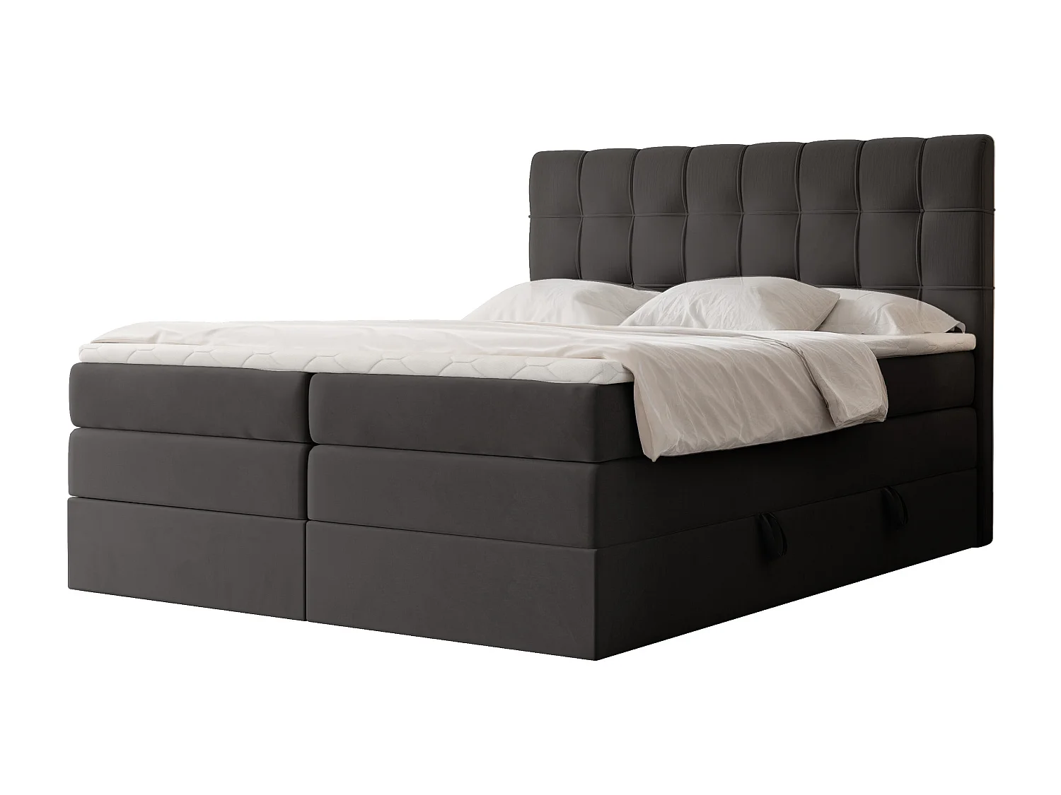 Lit continental rembourré avec surmatelas, gris anthracite - 160x200 - SANTINO