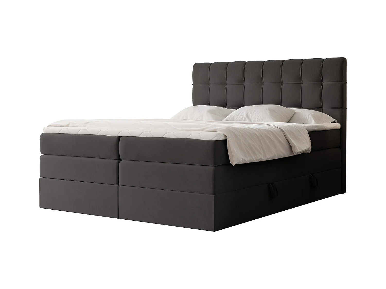 Lit continental rembourré avec surmatelas, gris anthracite - 140x200 - SANTINO