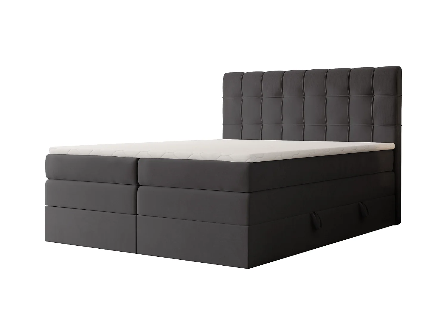 Lit continental rembourré avec surmatelas, noir - 160x200 - SANTINO