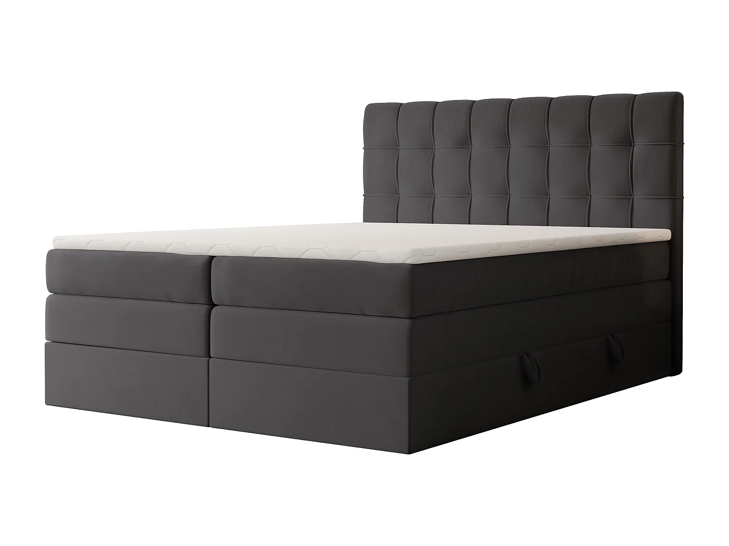 Lit continental rembourré avec surmatelas, noir - 160x200 - SANTINO