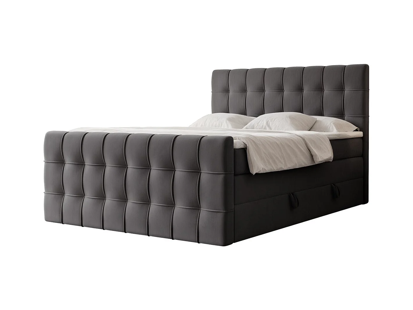 Lit continental rembourré avec surmatelas, gris anthracite - 200x200 - SANTORIO