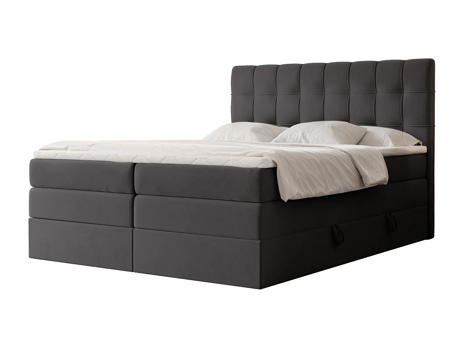 Lit continental rembourré avec surmatelas, noir - 180x200 - SANTINO