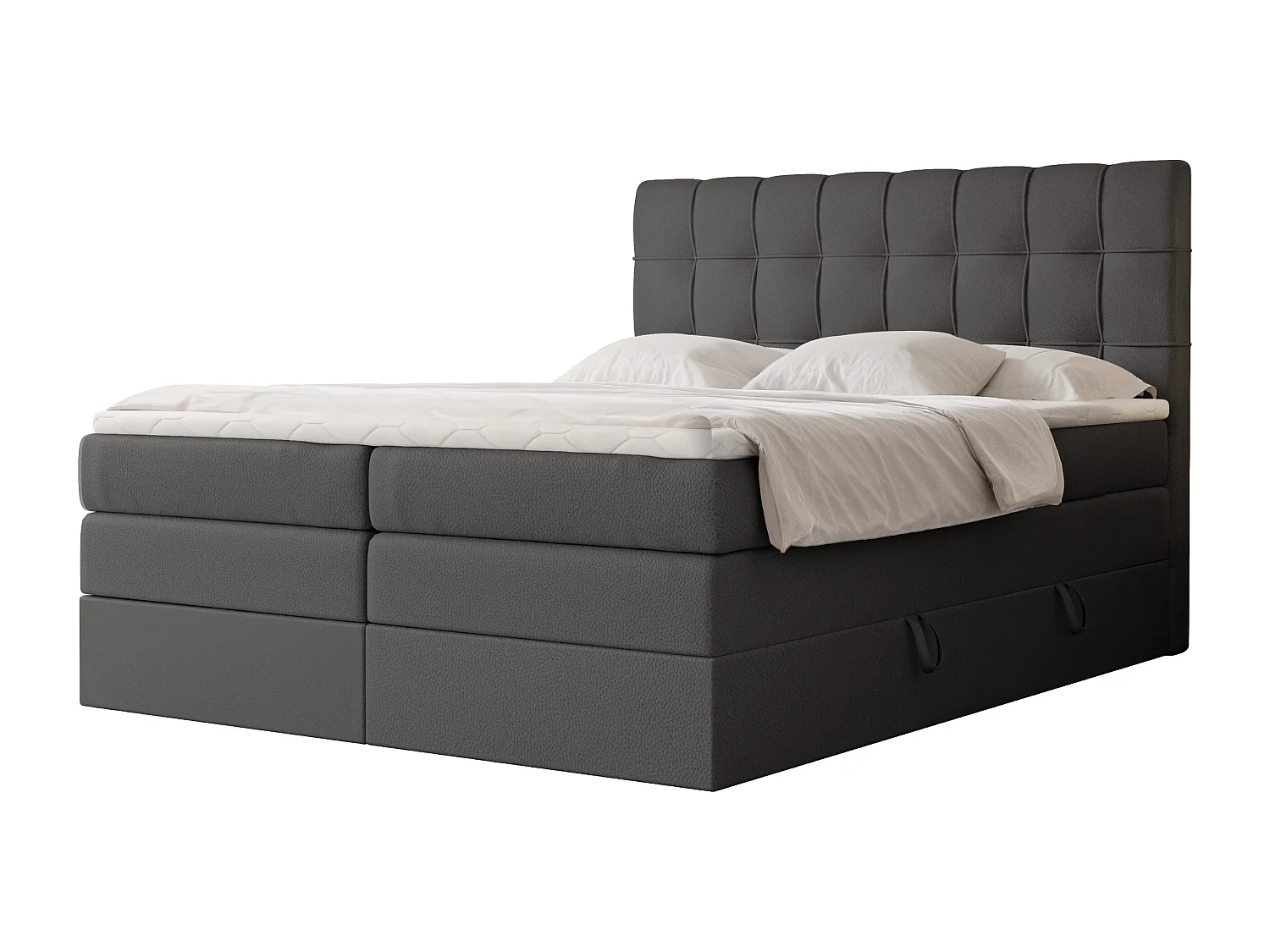 Lit continental rembourré avec surmatelas, noir  - 160x200 - SANTINO