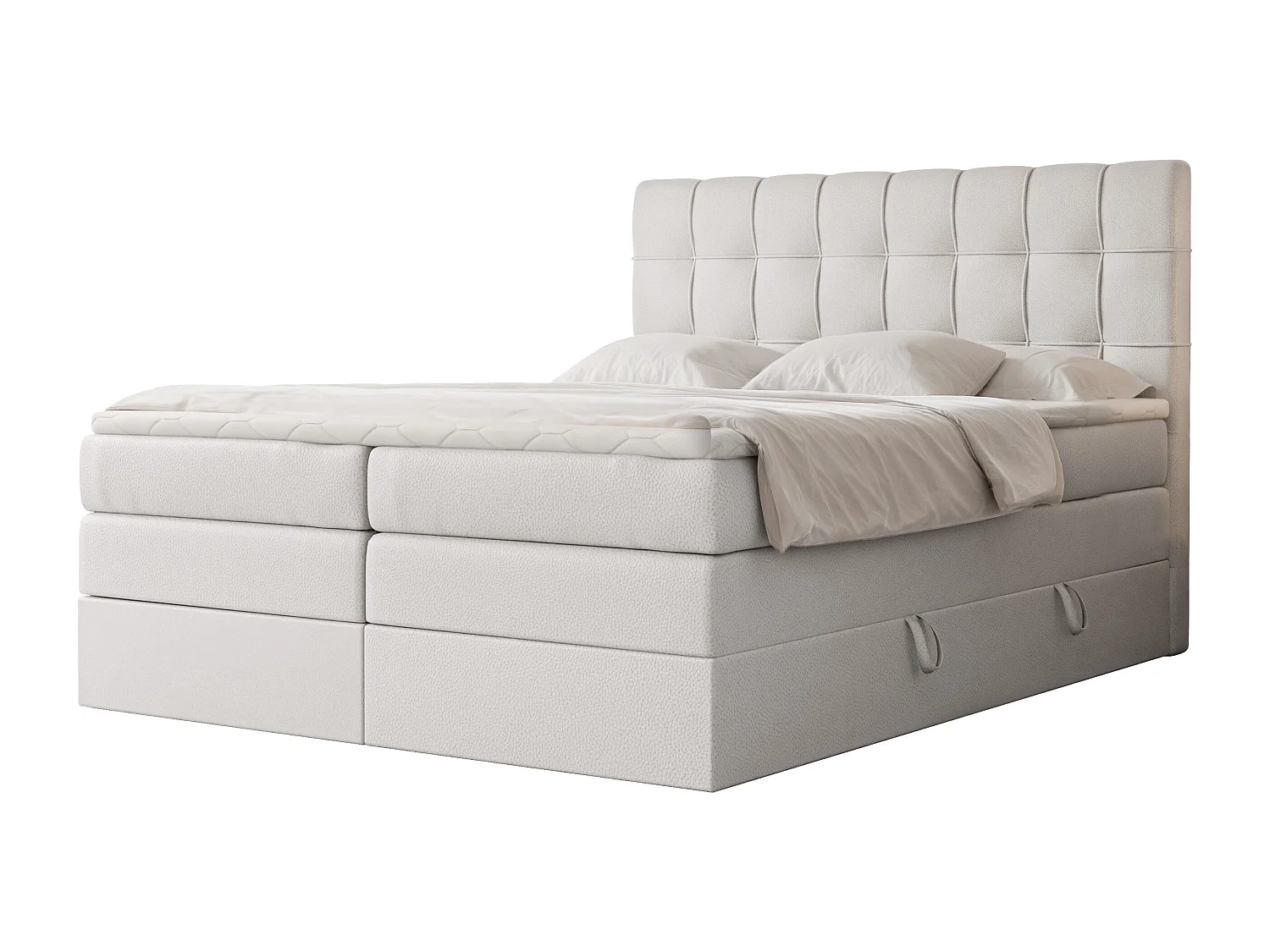 Lit continental rembourré avec surmatelas, blanc  - 120x200 - SANTINO