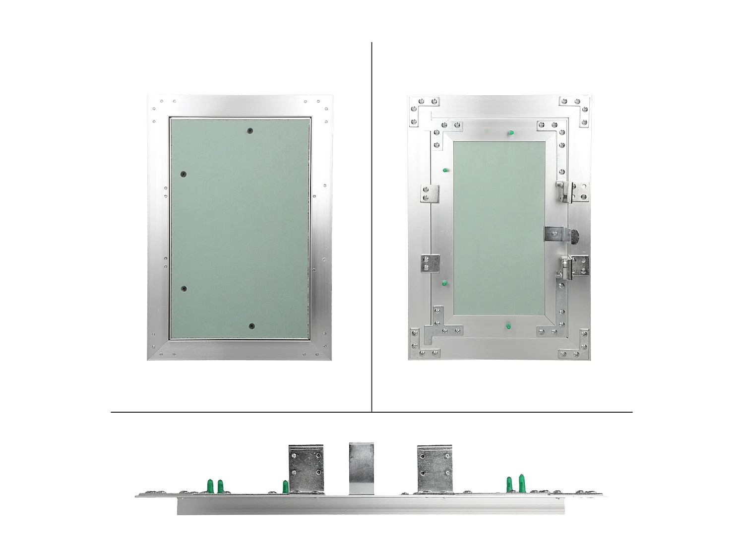 Trappe de visite 200x300 mm aluminium/vert plaque de plâtre imprégnée charnière de porte à droite/à gauche ouverture et fermeture par bouton-poussoir