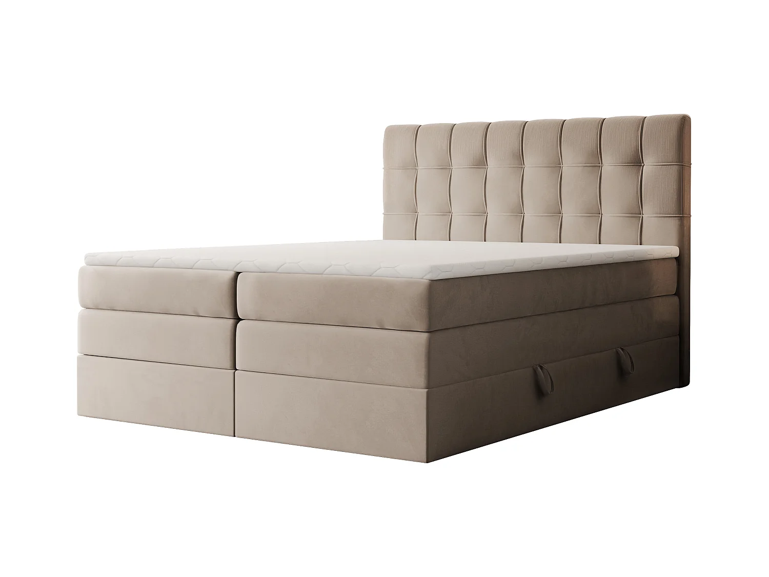 Lit continental rembourré avec surmatelas, marron - 120x200 - SANTINO