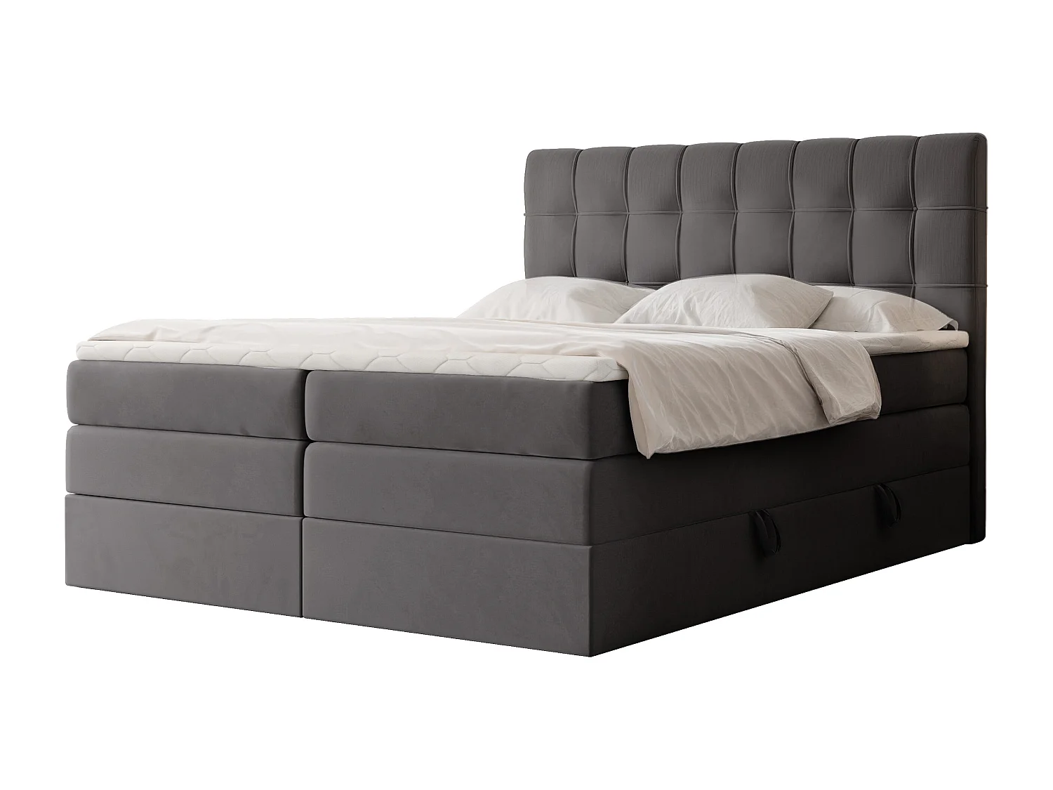 Lit continental rembourré avec surmatelas, gris anthracite - 140x200 - SANTINO