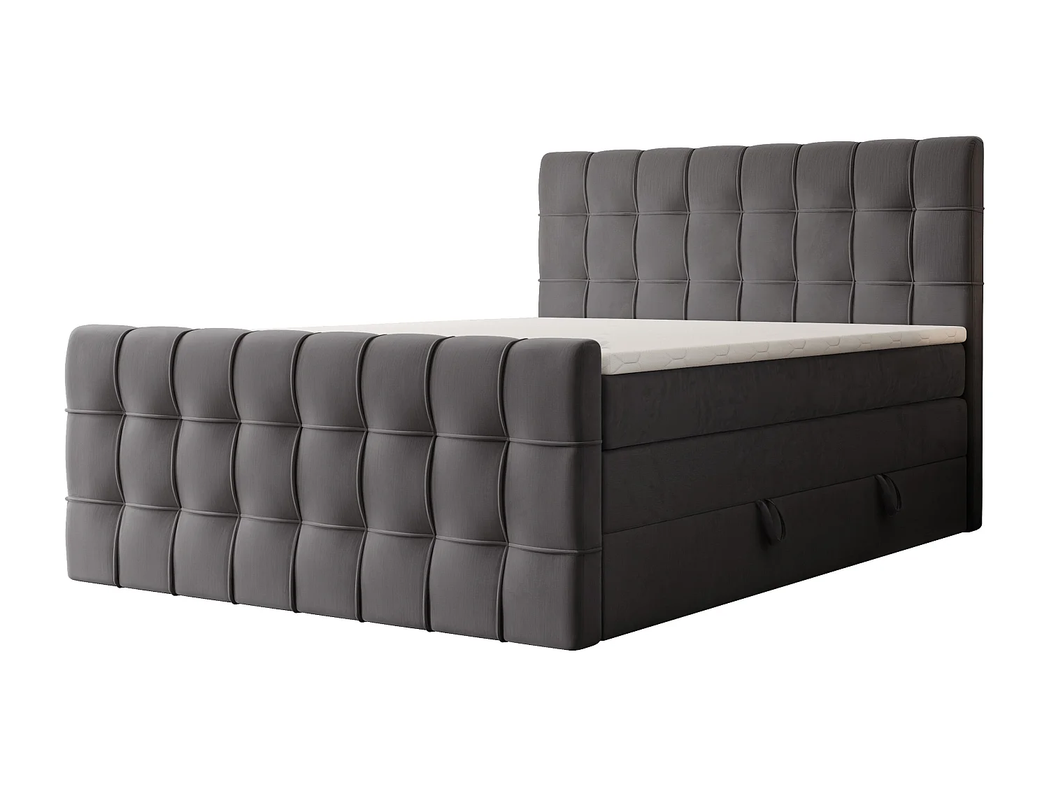 Lit continental rembourré avec surmatelas, gris anthracite - 140x200 - SANTORIO