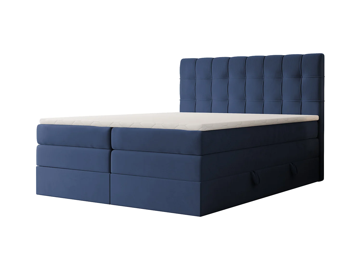 Lit continental rembourré avec surmatelas, bleu - 160x200 - SANTINO