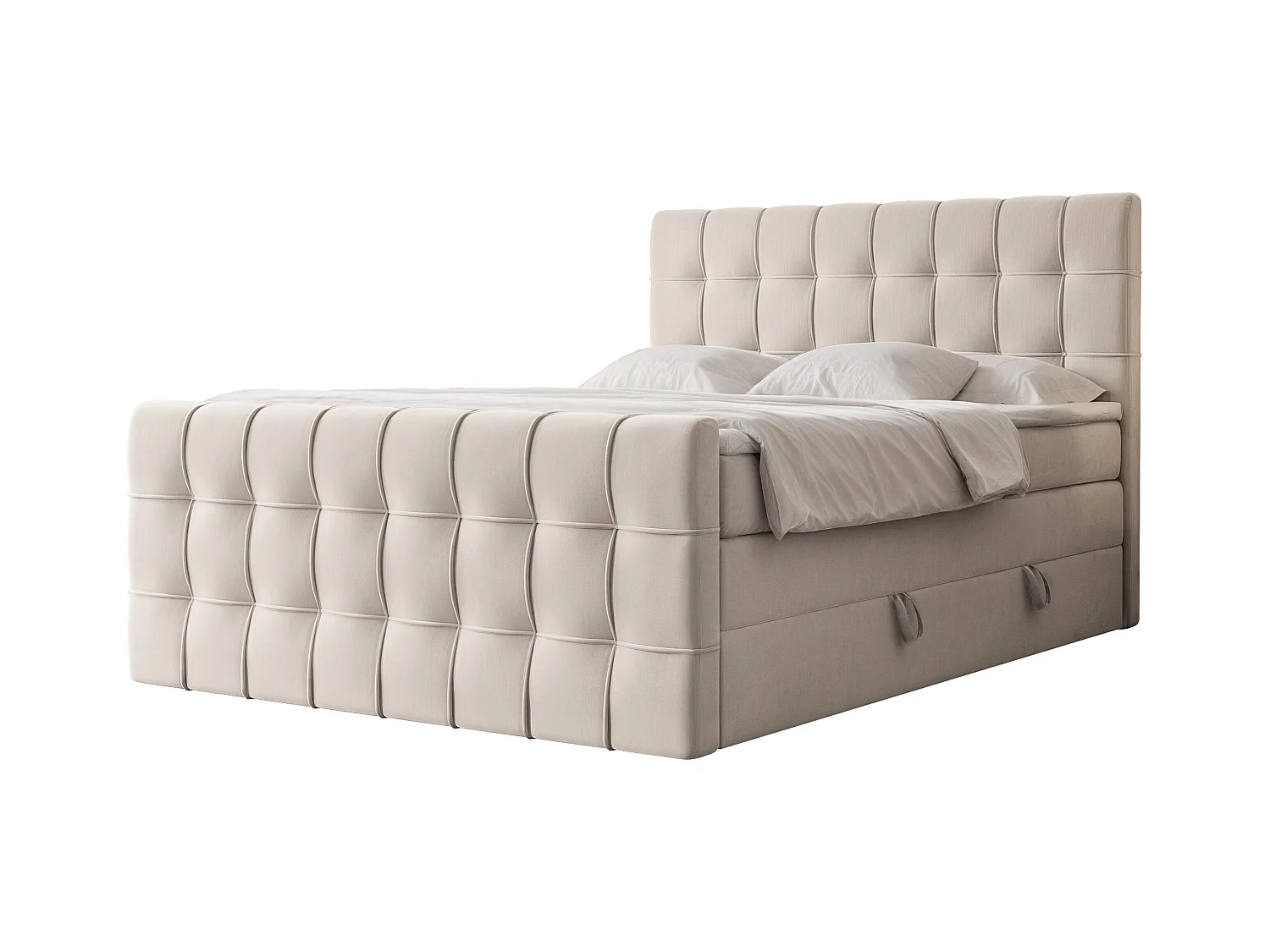 Lit continental rembourré avec surmatelas, beige - 200x200 - SANTORIO