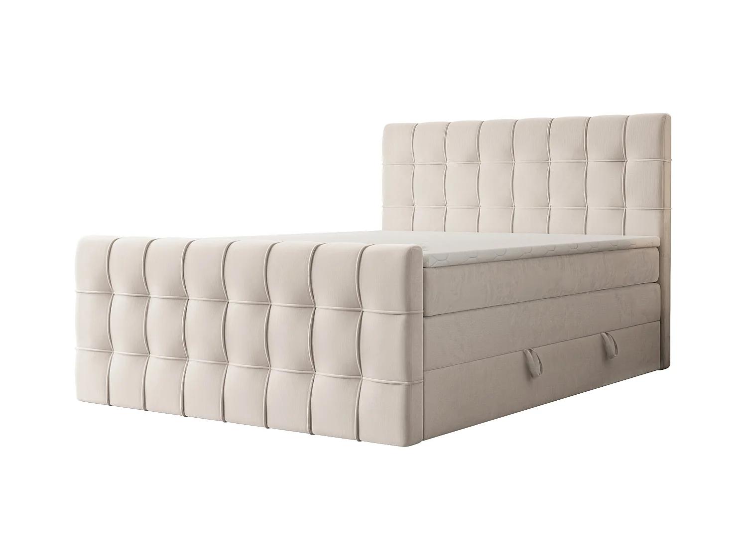 Lit continental rembourré avec surmatelas, beige - 200x200 - SANTORIO