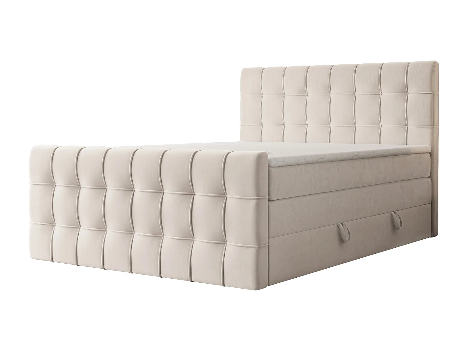 Lit continental rembourré avec surmatelas, beige - 200x200 - SANTORIO