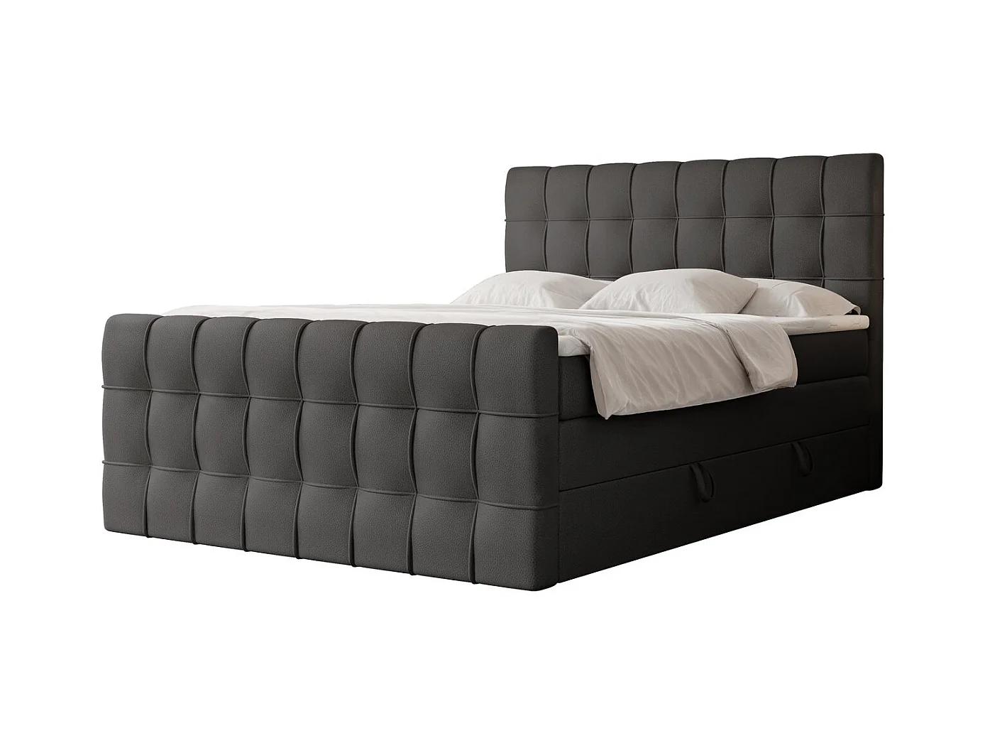 Lit continental rembourré avec surmatelas, noir  - 140x200 - SANTORIO