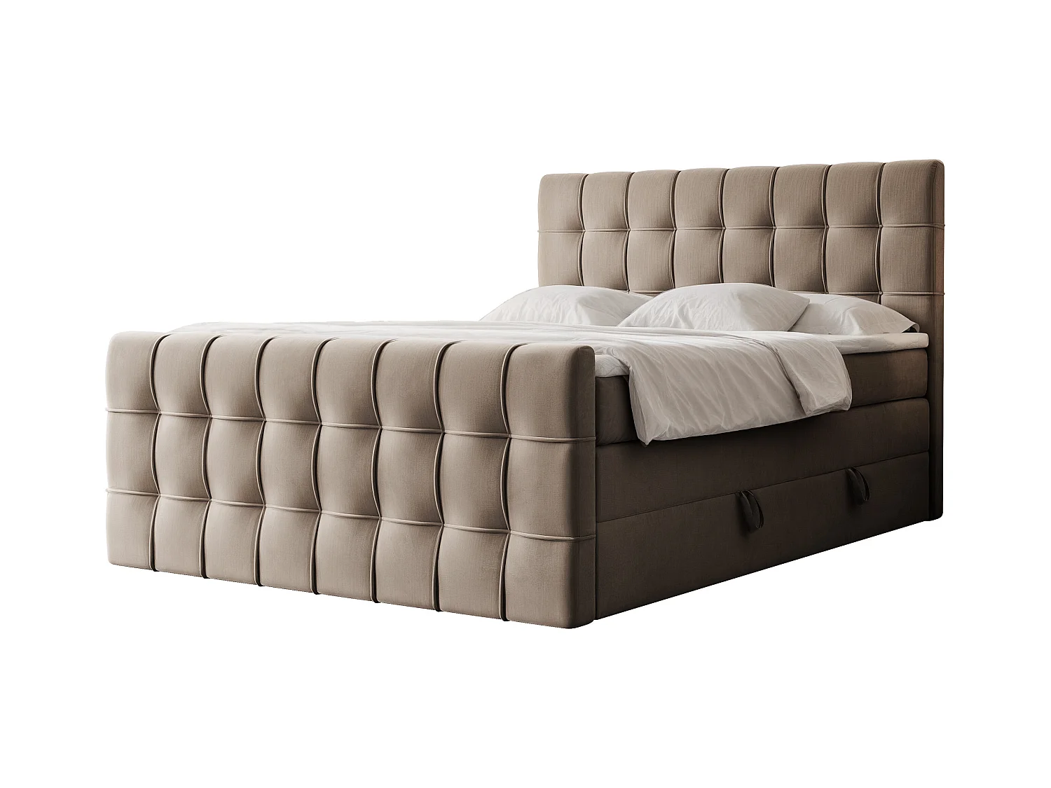 Lit continental rembourré avec surmatelas, marron - 200x200 - SANTORIO