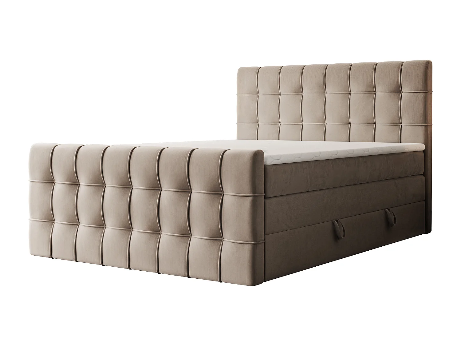 Lit continental rembourré avec surmatelas, marron - 200x200 - SANTORIO