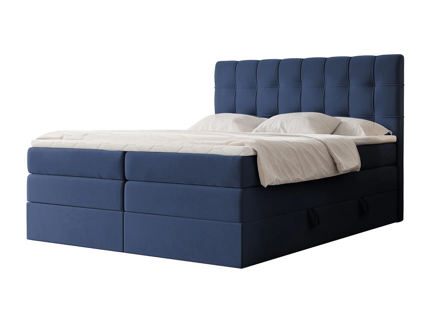 Lit continental rembourré avec surmatelas, bleu - 120x200 - SANTINO