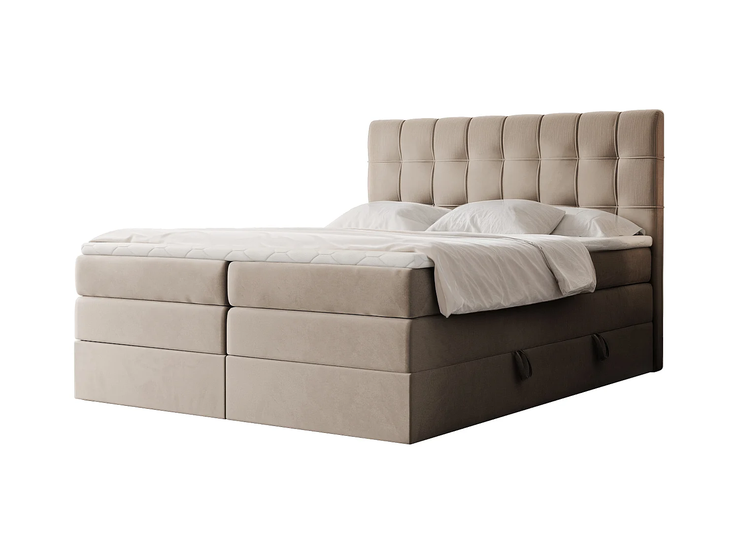 Lit continental rembourré avec surmatelas, marron - 200x200 - SANTINO