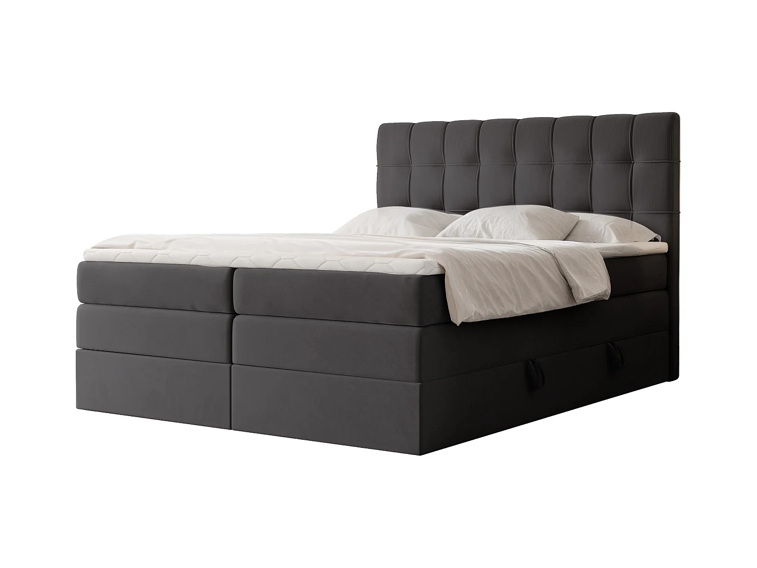 Lit continental rembourré avec surmatelas, noir - 200x200 - SANTINO