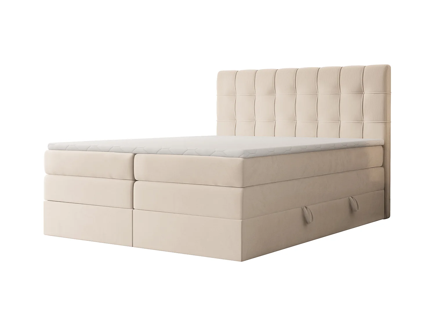 Lit continental rembourré avec surmatelas, crème - 140x200 - SANTINO
