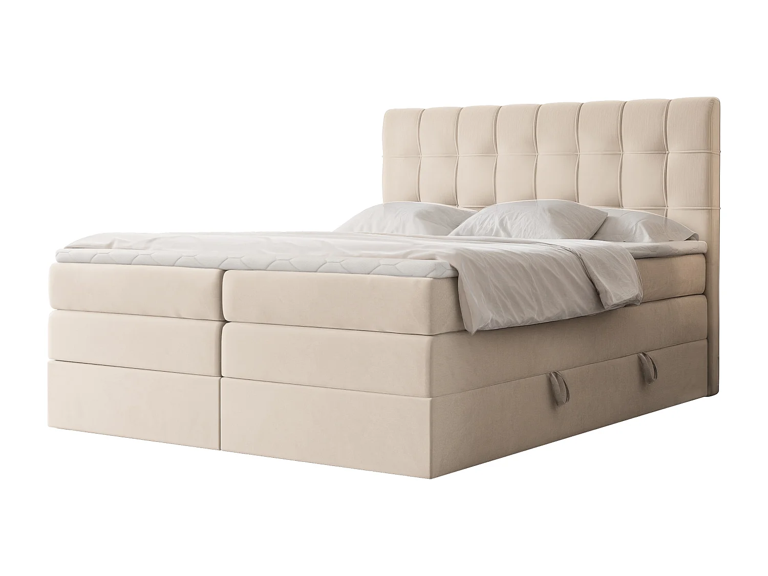 Lit continental rembourré avec surmatelas, crème - 140x200 - SANTINO