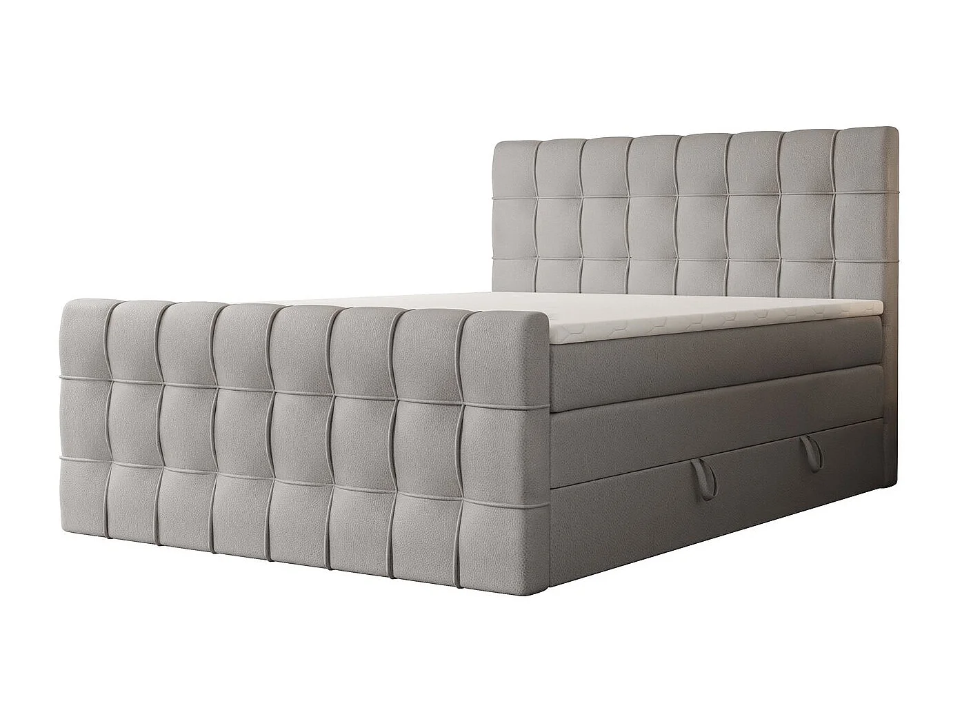 Lit continental rembourré avec surmatelas, gris  - 160x200 - SANTORIO