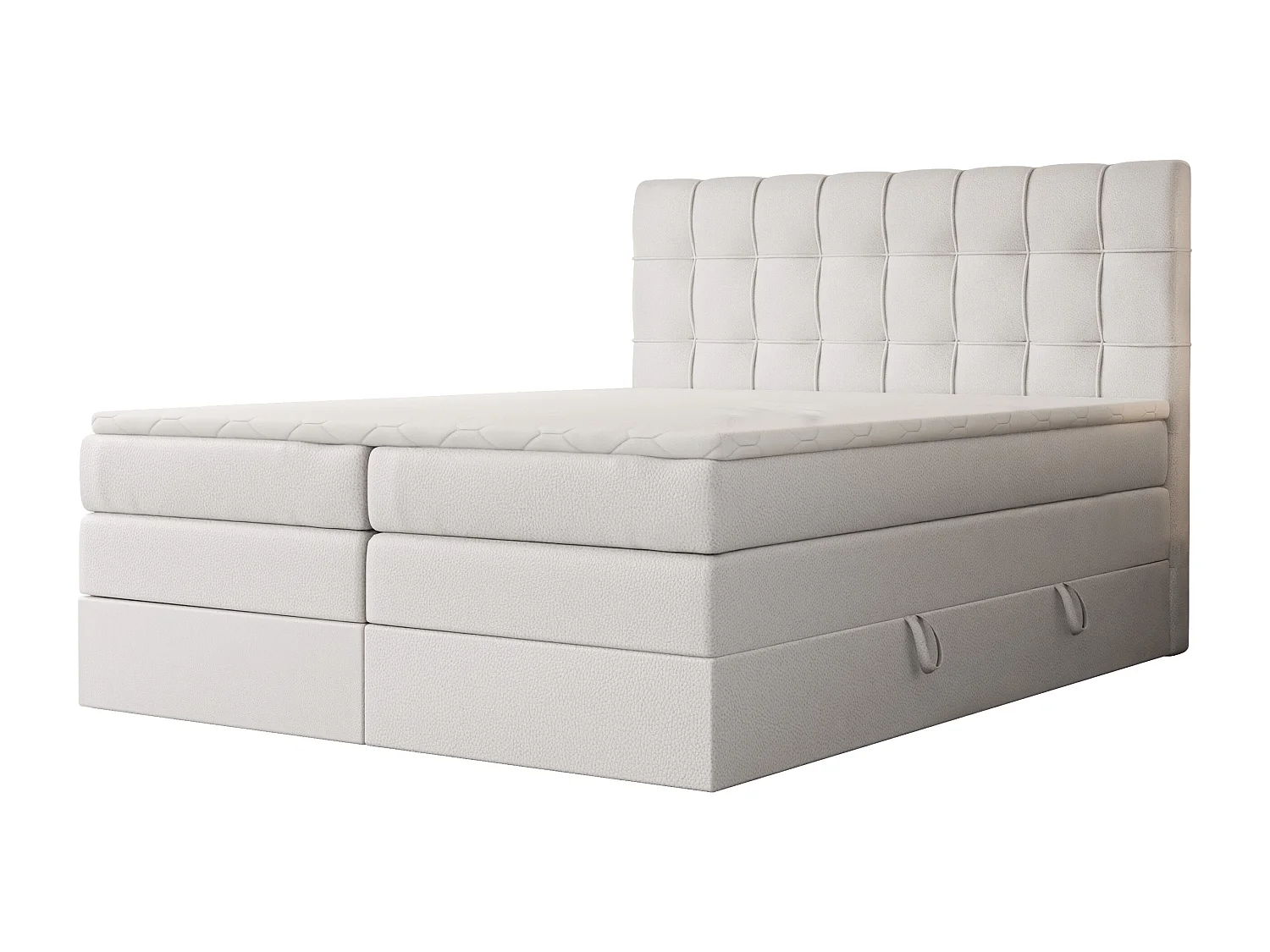 Lit continental rembourré avec surmatelas, blanc  - 140x200 - SANTINO