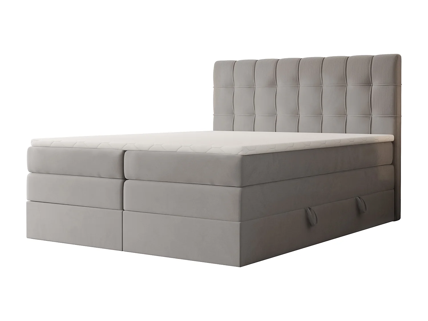 Lit continental rembourré avec surmatelas, gris - 180x200 - SANTINO