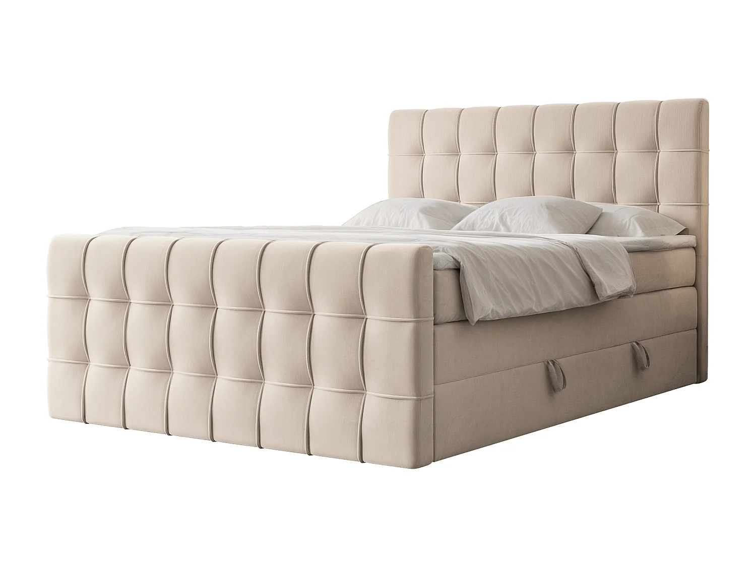 Lit continental rembourré avec surmatelas, crème - 180x200 - SANTORIO