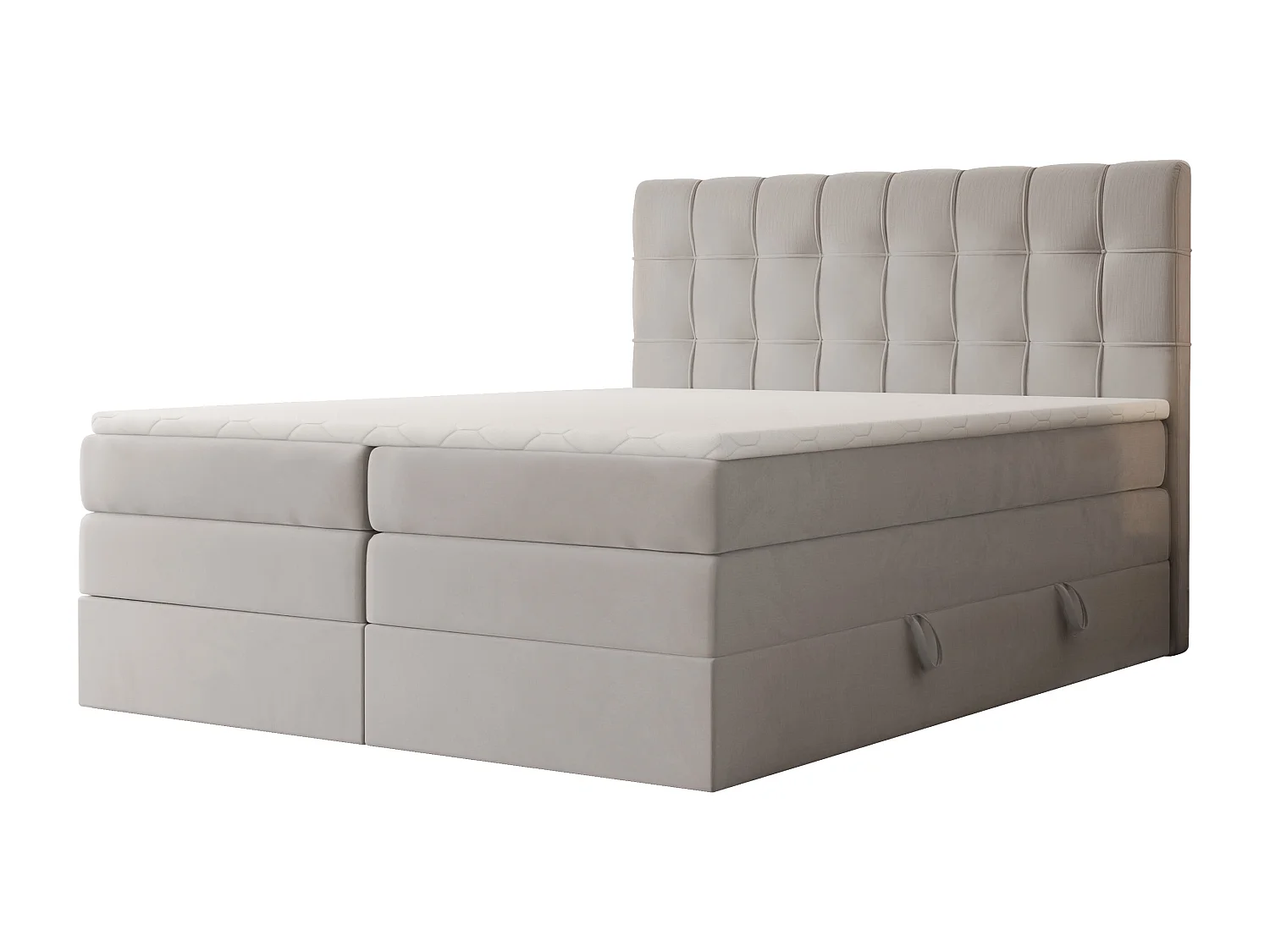 Lit continental rembourré avec surmatelas, gris clair - 120x200 - SANTINO