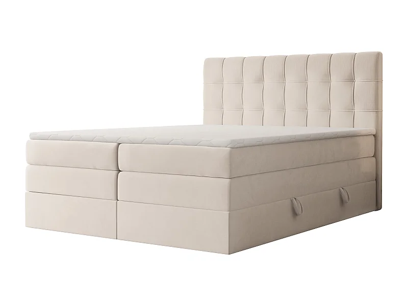 Lit continental rembourré avec surmatelas, beige - 140x200 - SANTINO