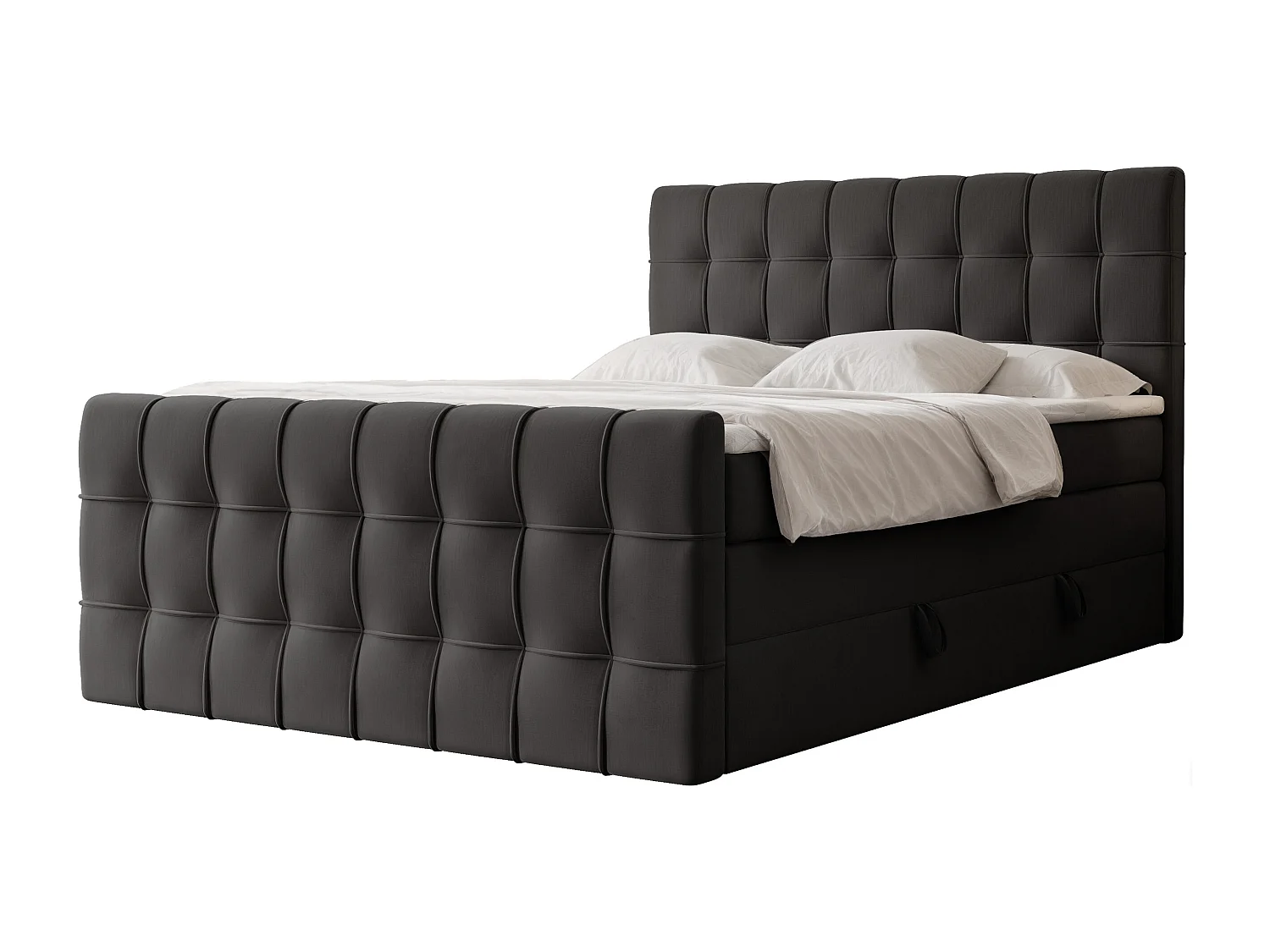 Lit continental rembourré avec surmatelas, gris anthracite - 160x200 - SANTORIO