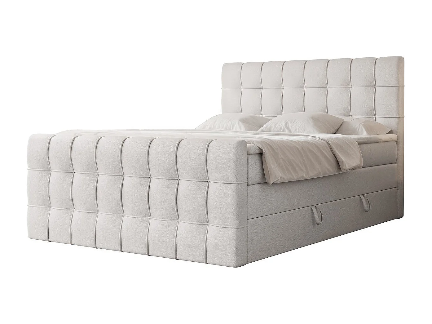 Lit continental rembourré avec surmatelas, blanc  - 120x200 - SANTORIO