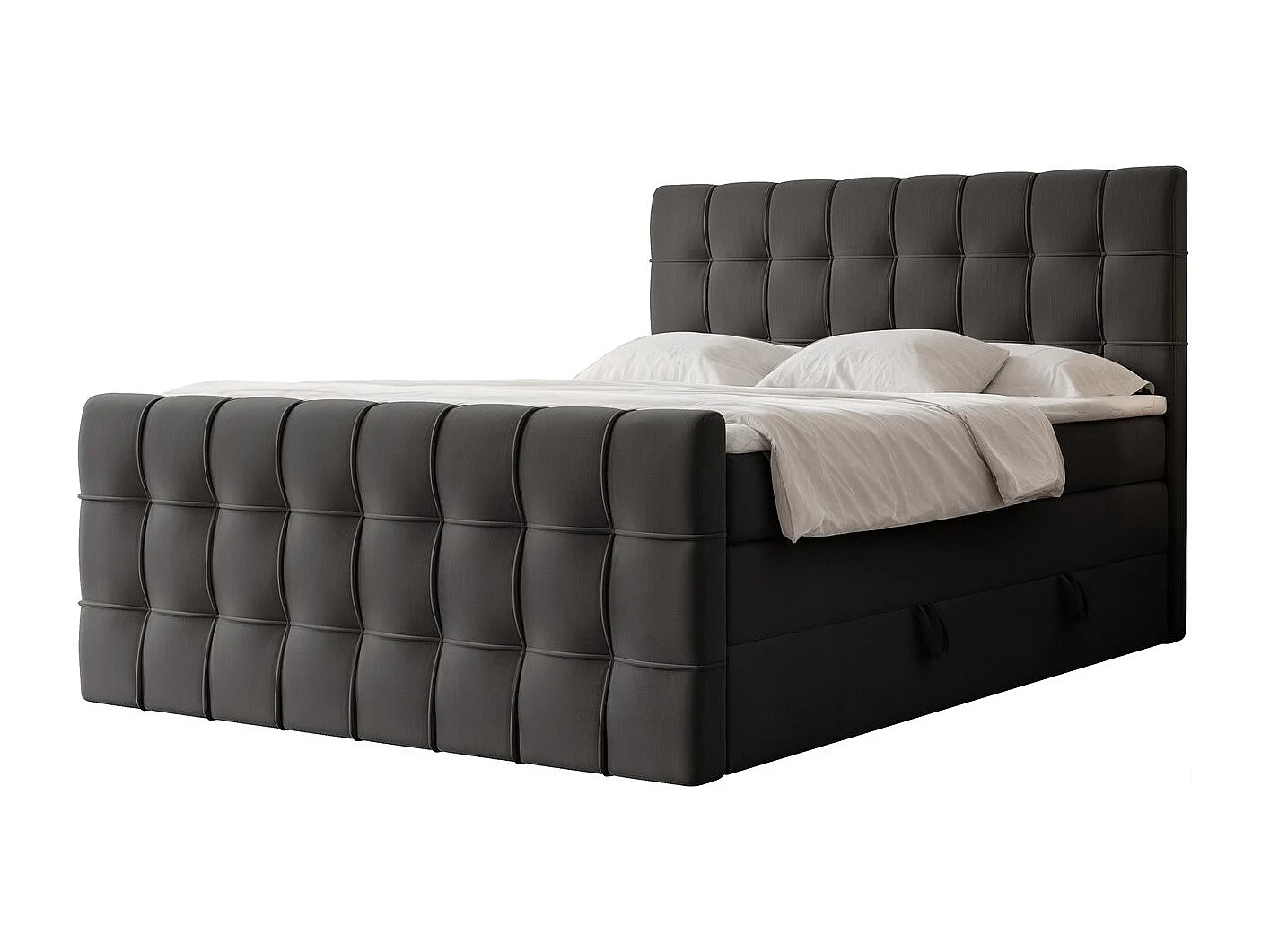 Lit continental rembourré avec surmatelas, noir - 200x200 - SANTORIO