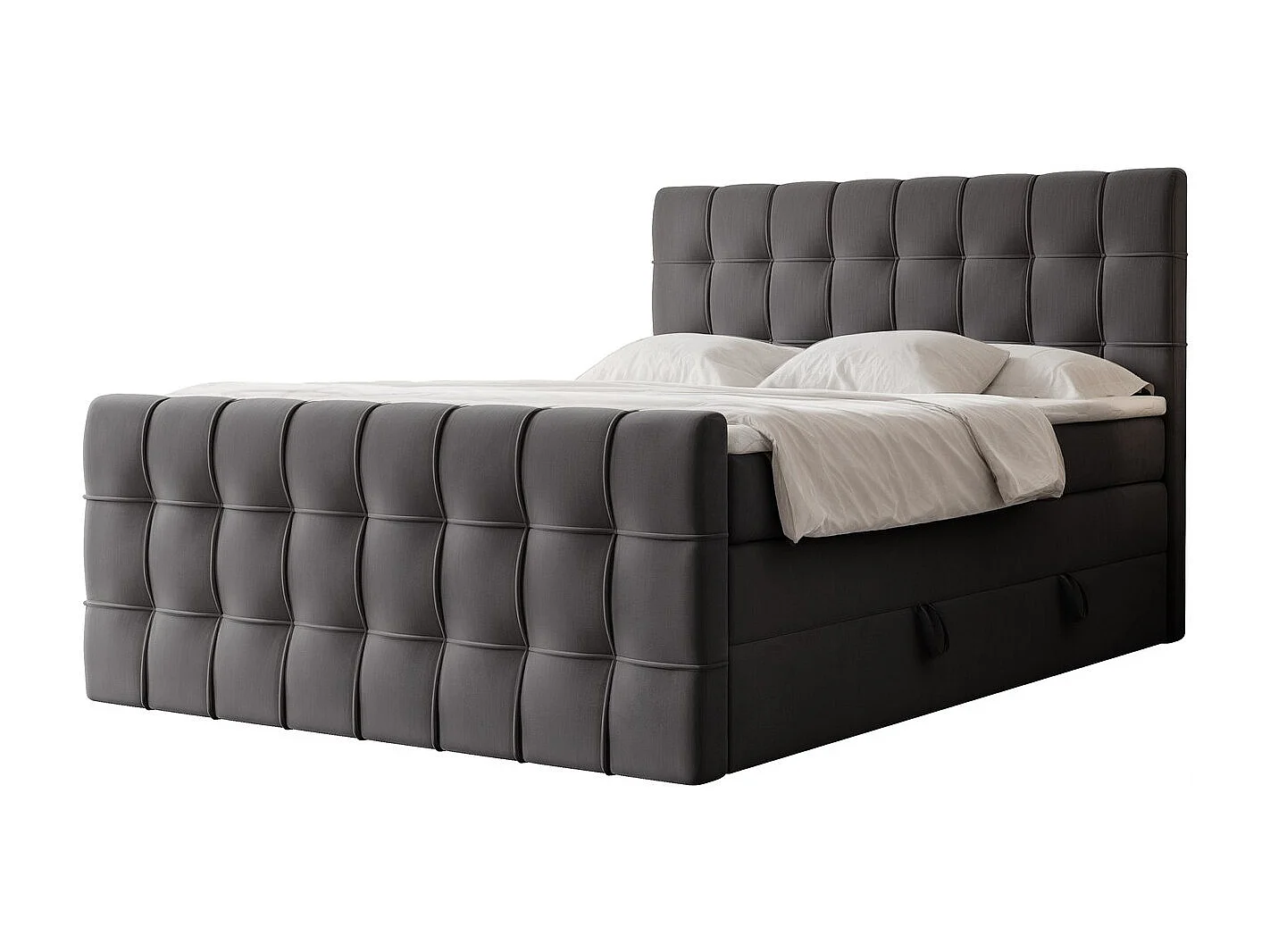 Lit continental rembourré avec surmatelas, gris anthracite - 180x200 - SANTORIO