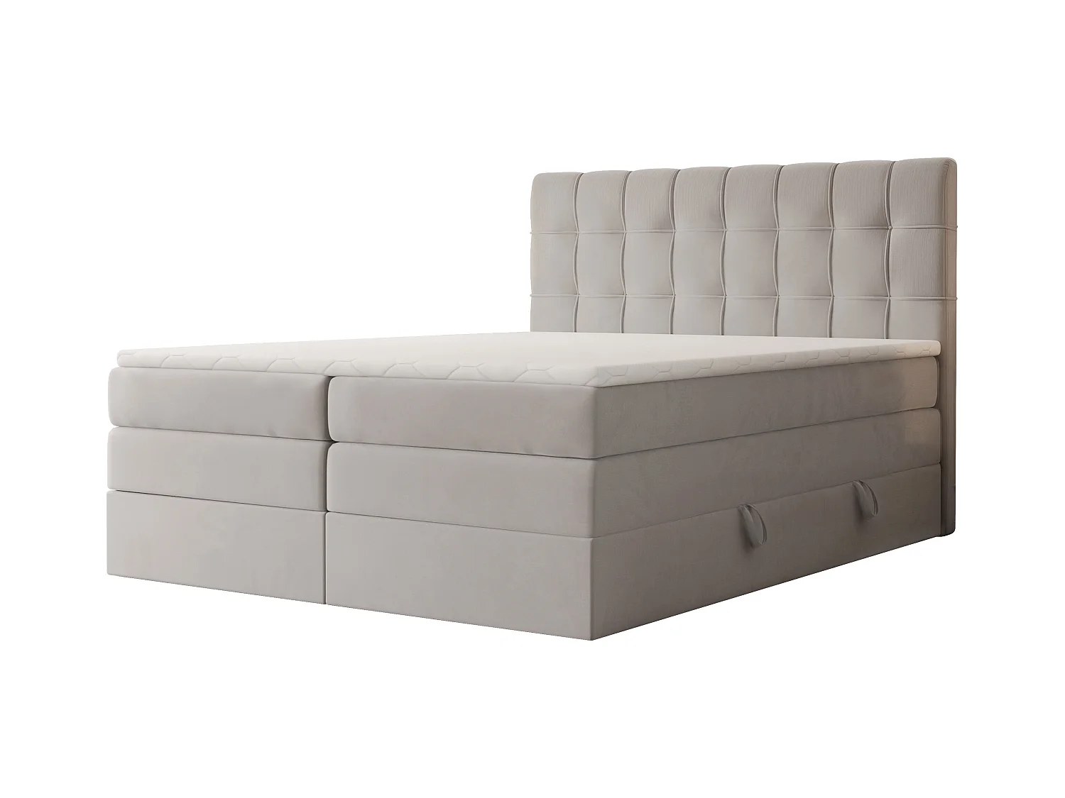 Lit continental rembourré avec surmatelas, gris clair - 180x200 - SANTINO