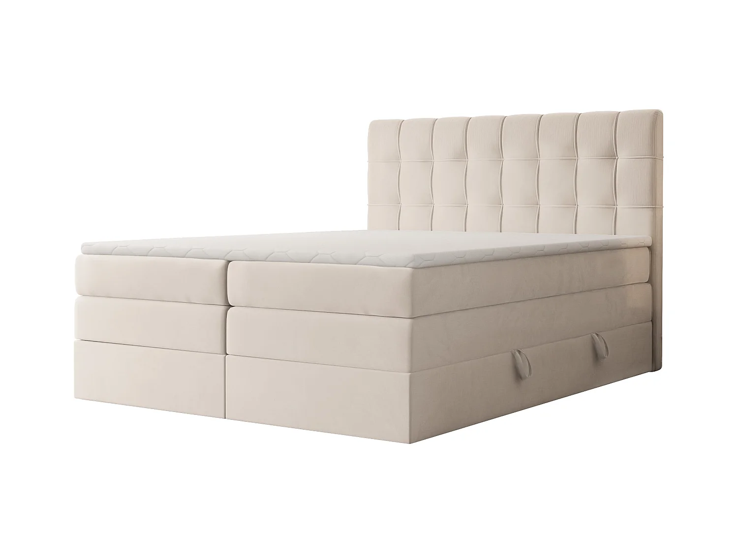 Lit continental rembourré avec surmatelas, beige - 180x200 - SANTINO