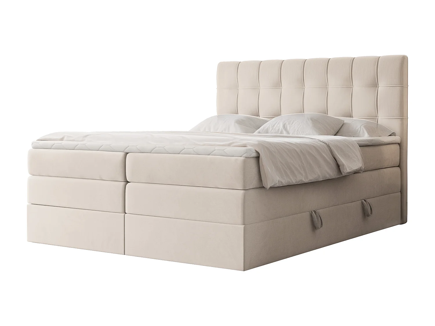 Lit continental rembourré avec surmatelas, beige - 180x200 - SANTINO