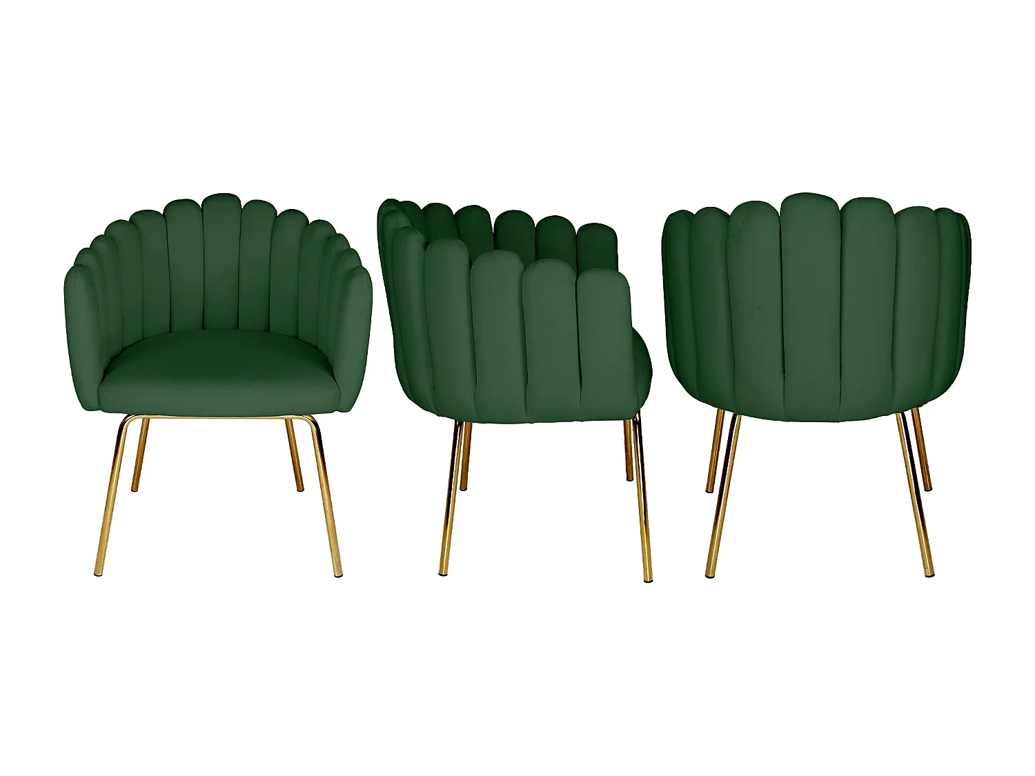 Poltrona conchiglia in velluto verde scuro poltroncina vintage – Perla