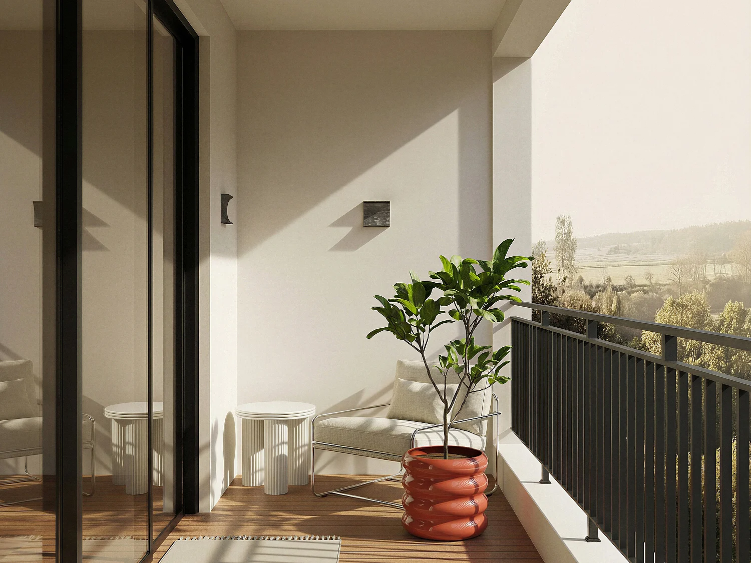 Cache-pot en métal - D. 32 x H. 30 cm - Terracotta - LUMOZA