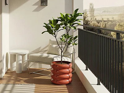 Cache-pot en métal - D. 32 x H. 30 cm - Terracotta - LUMOZA