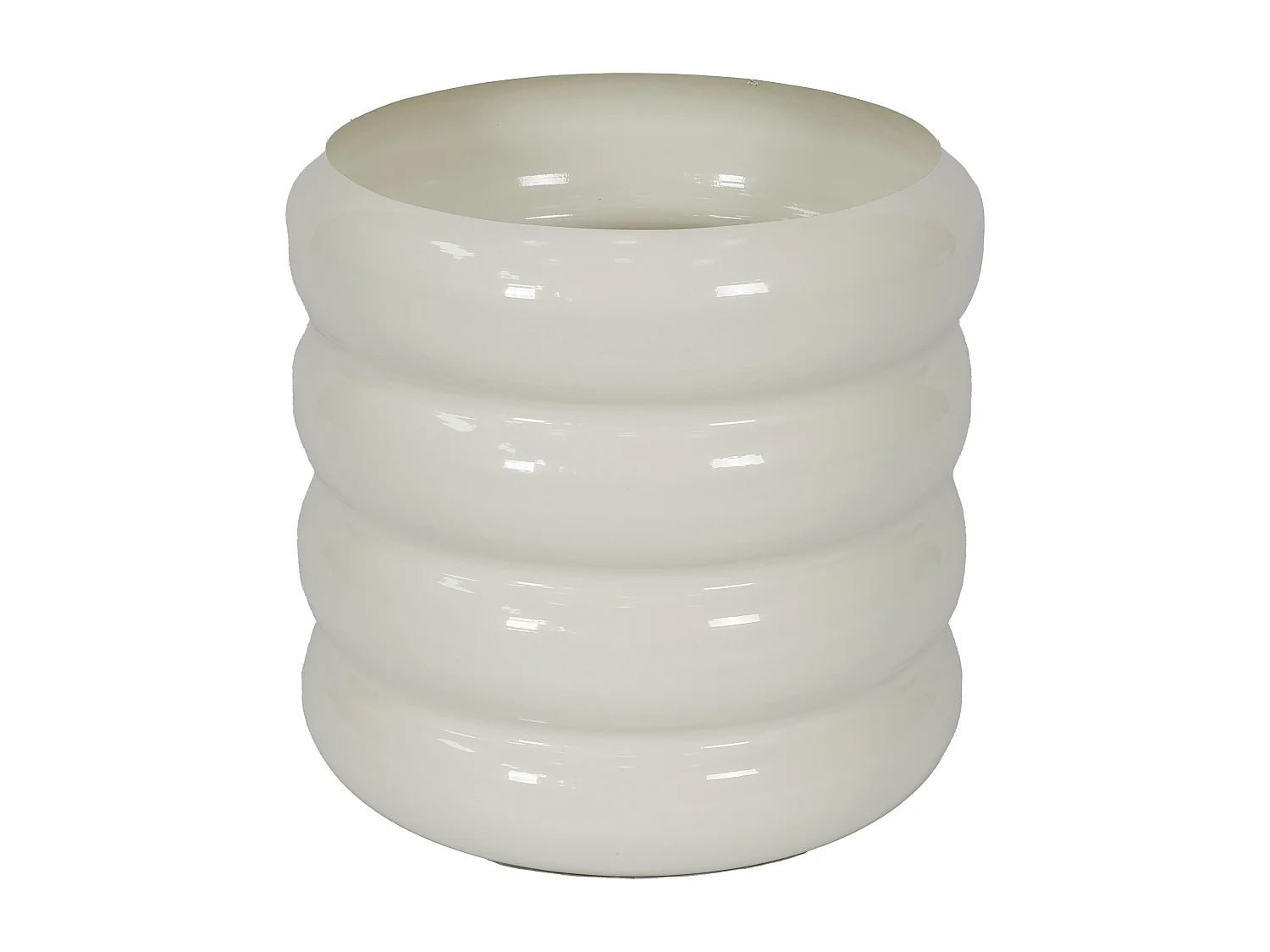 Cache-pot en métal - D. 32 x H. 30 cm - Crème - LUMOZA