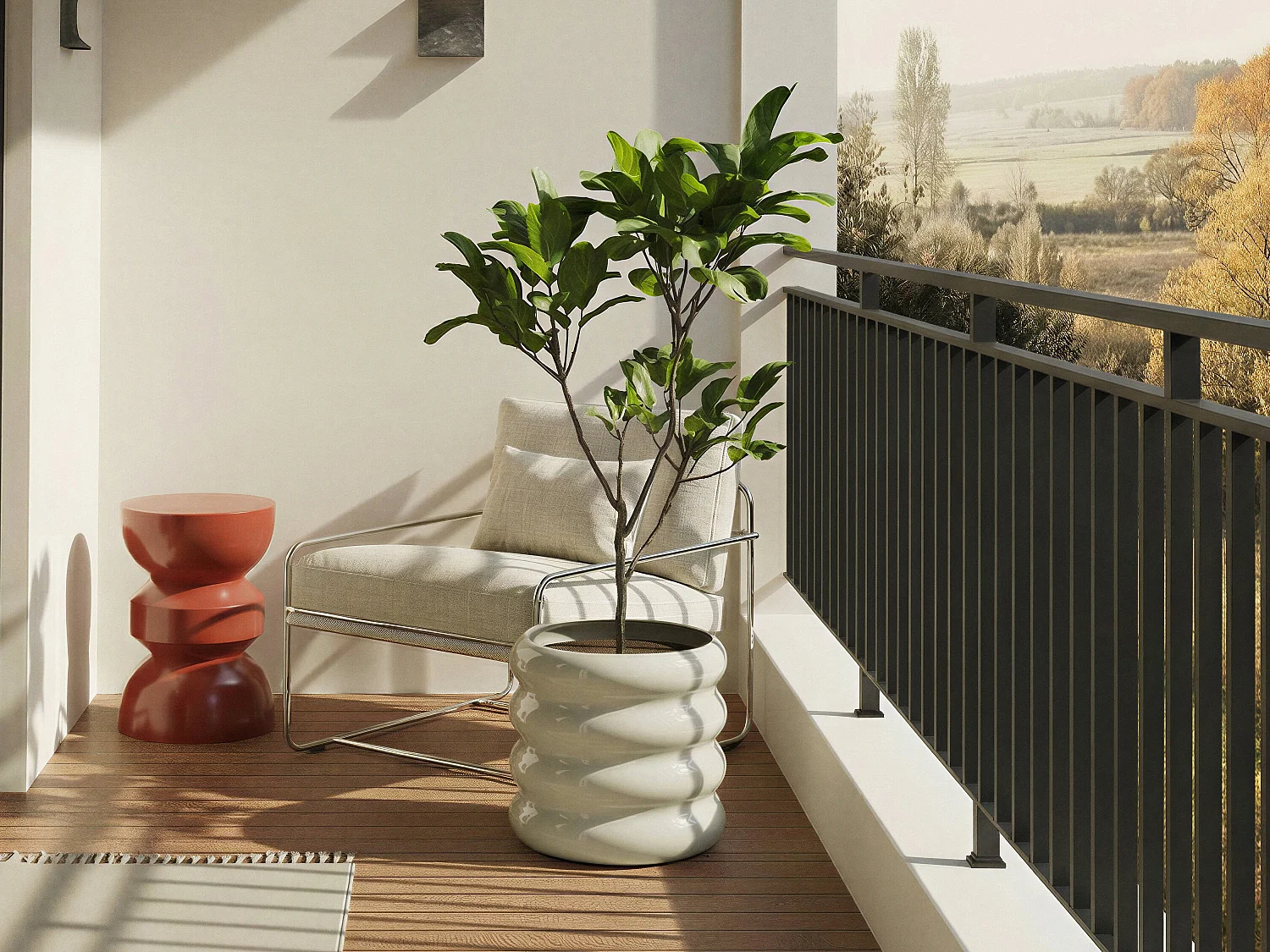 Plantenpot in metaal - Ø 32 x H 30 cm - Crème - LUMOZA