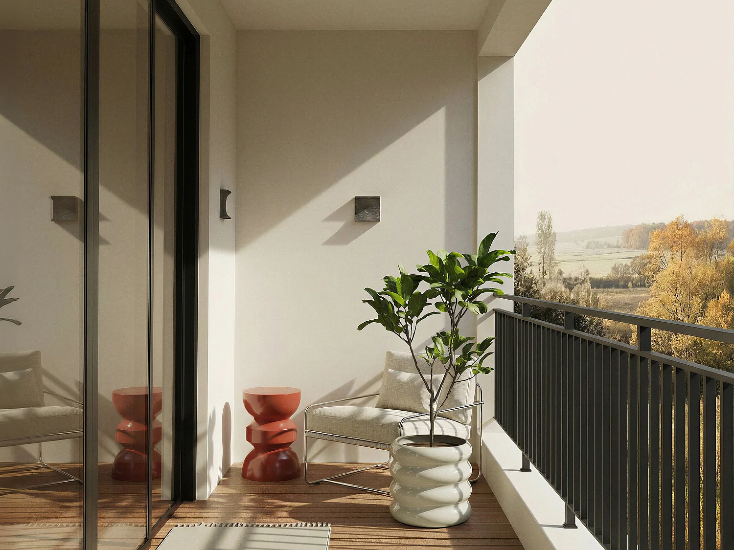 Cache-pot en métal - D. 32 x H. 30 cm - Crème - LUMOZA