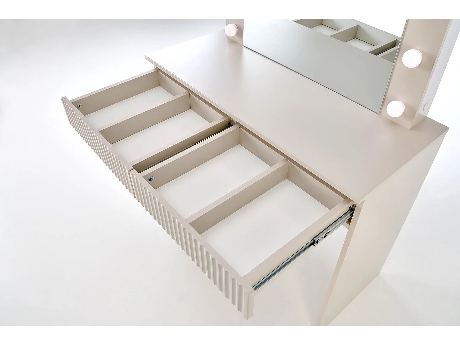 Toletta Hollywood/specchio/LED/cassetti/beige